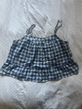 Gap Cotton Gingham Ruffle Cami Tank
